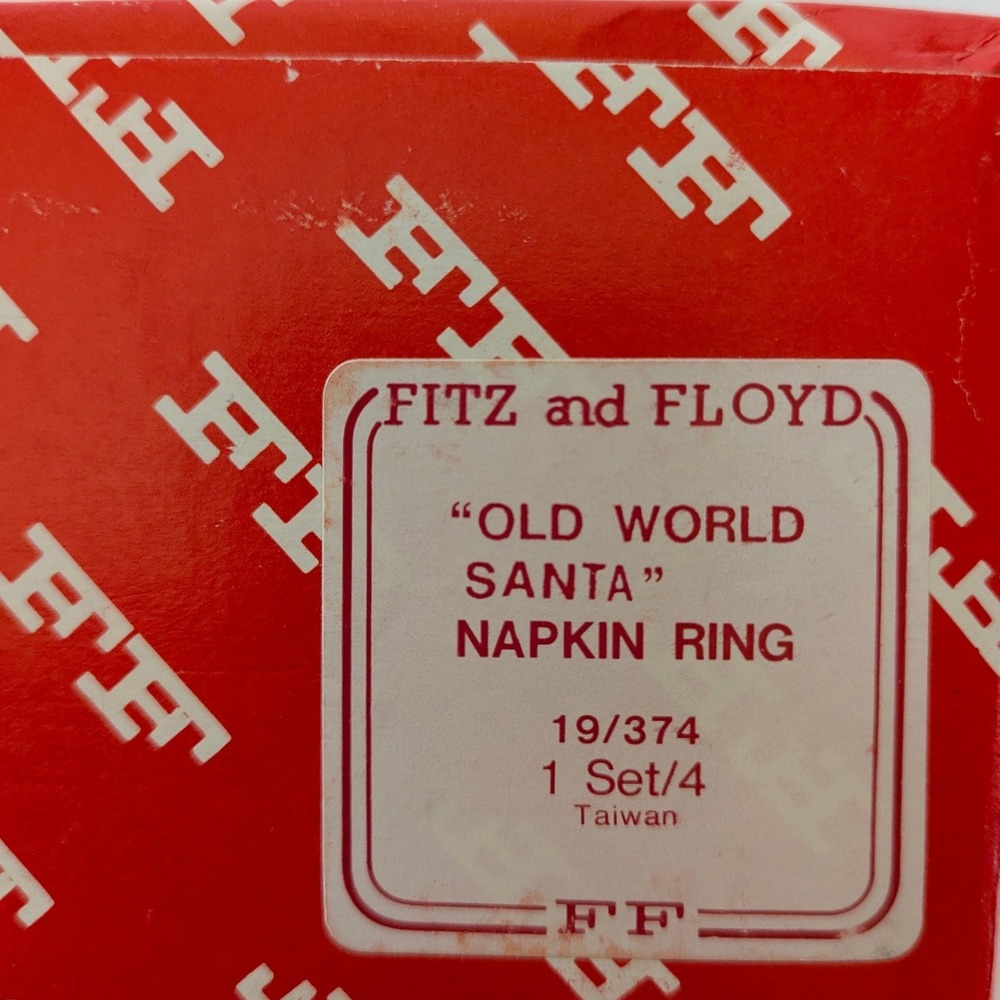 Vtg 90's Fitz and Floyd Santa Napkin Rings Old World Christmas Holiday Set of 8 - Picture 12 of 13